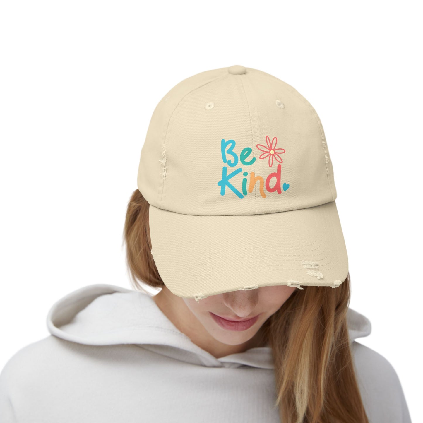 Be Kind Distressed Cap - Unisex Inspirational Hat for Everyday Wear