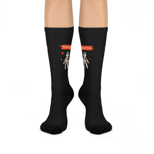 Astronaut-Themed Cushioned Crew Socks - 'Thinking of You'