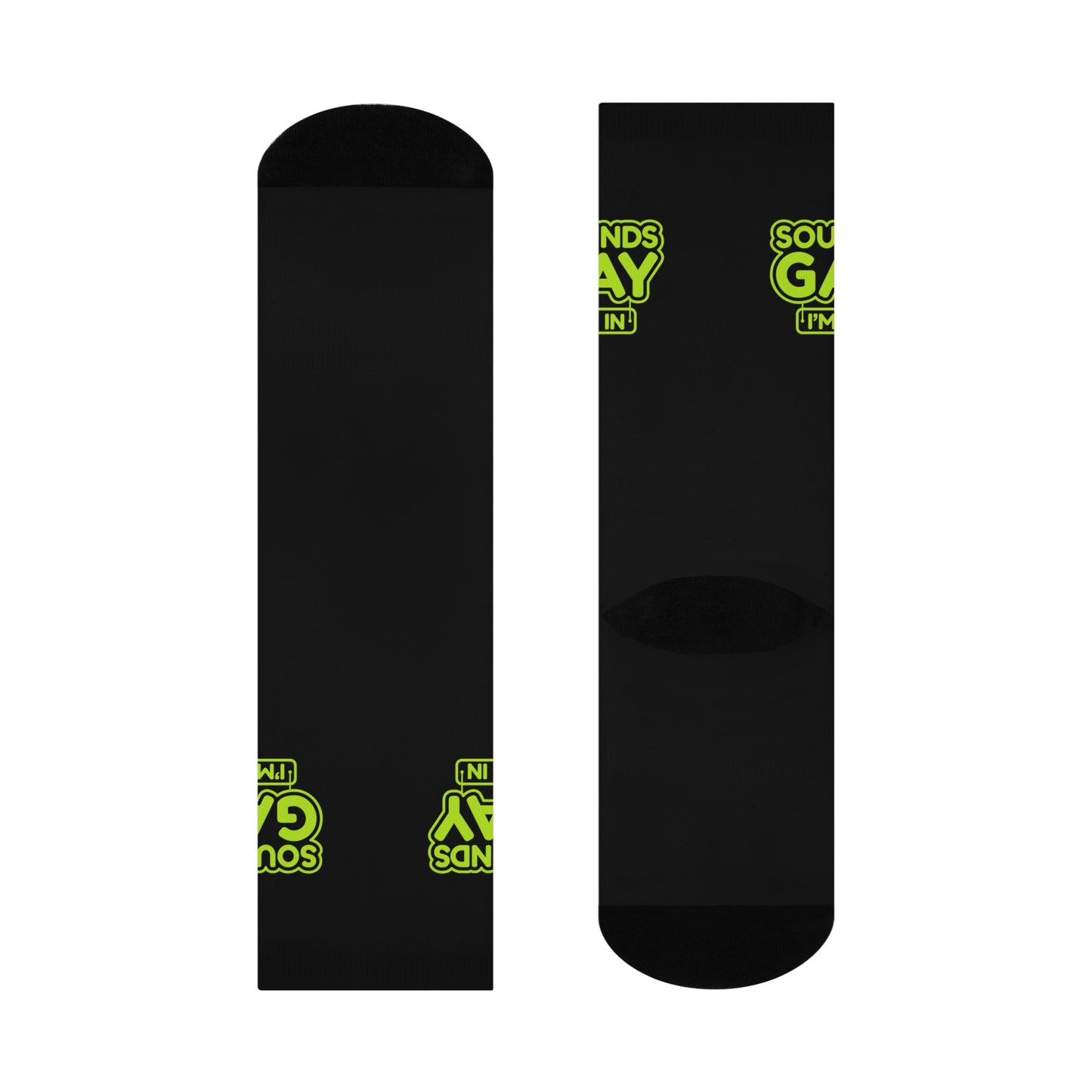 Funny Cushioned Crew Socks - 'Sounds Gay, I'm In!'