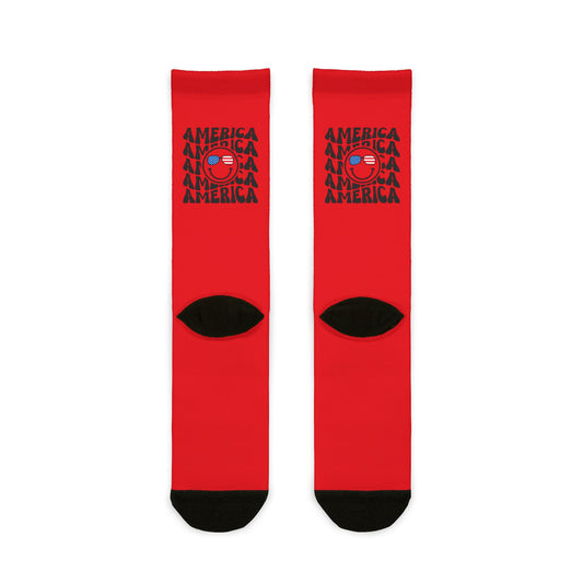 Patriotic America Crew Socks - Red & Black Comfortable Footwear