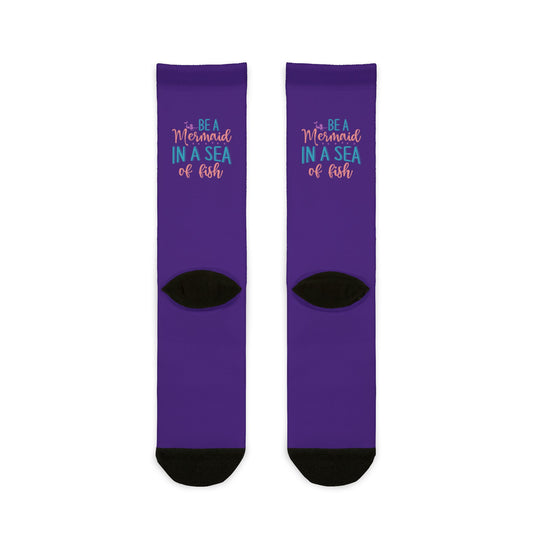 Inspirational Mermaid Crew Socks - "Be a Mermaid in a Sea of Fish"