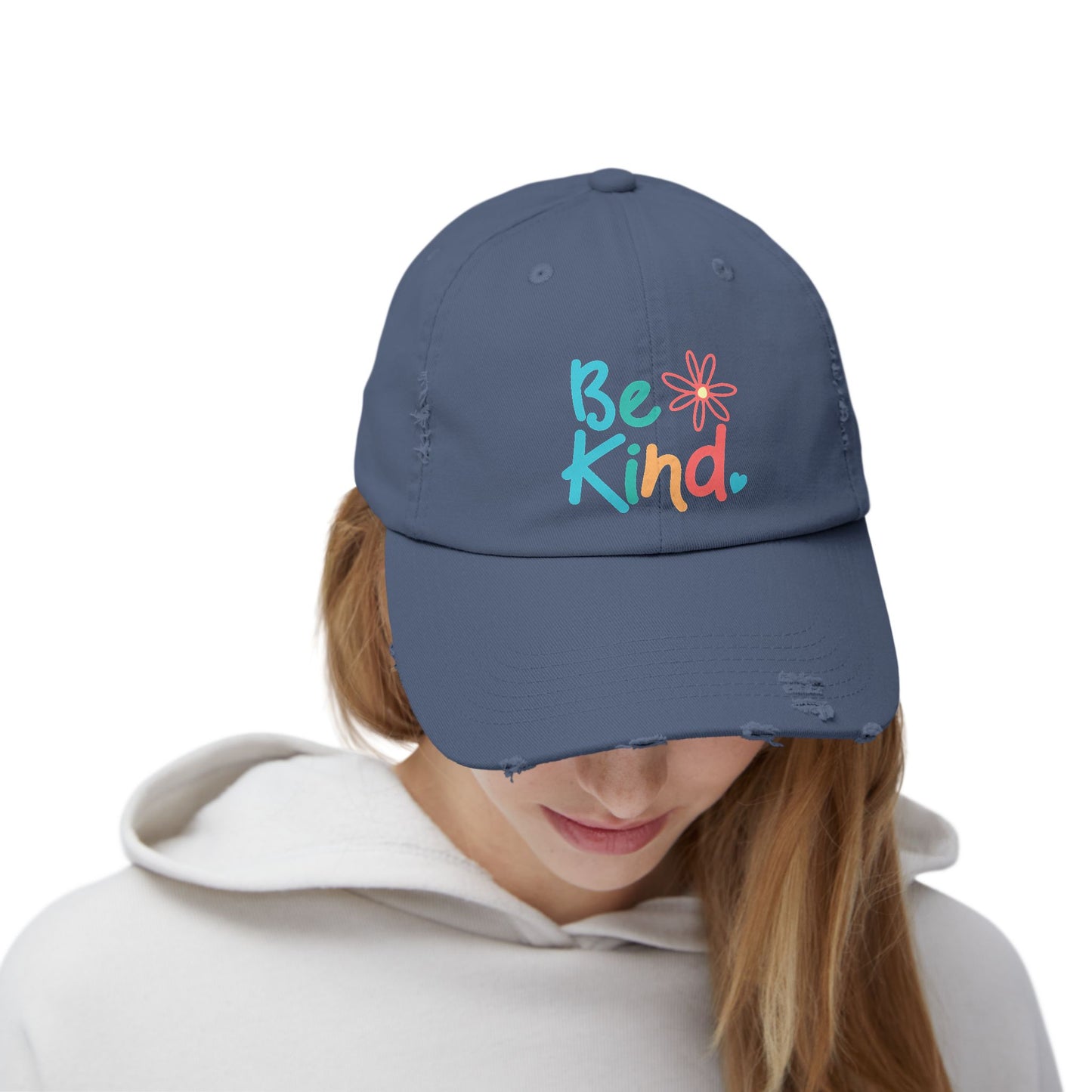 Be Kind Distressed Cap - Unisex Inspirational Hat for Everyday Wear