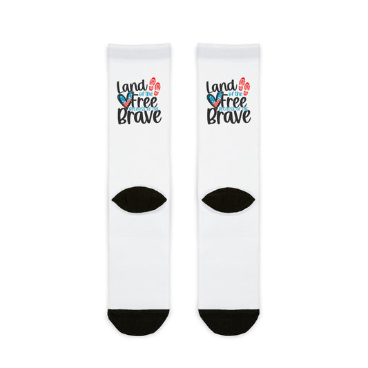 Sublimation Crew Socks - Land of the Free, Home of the Brave Design