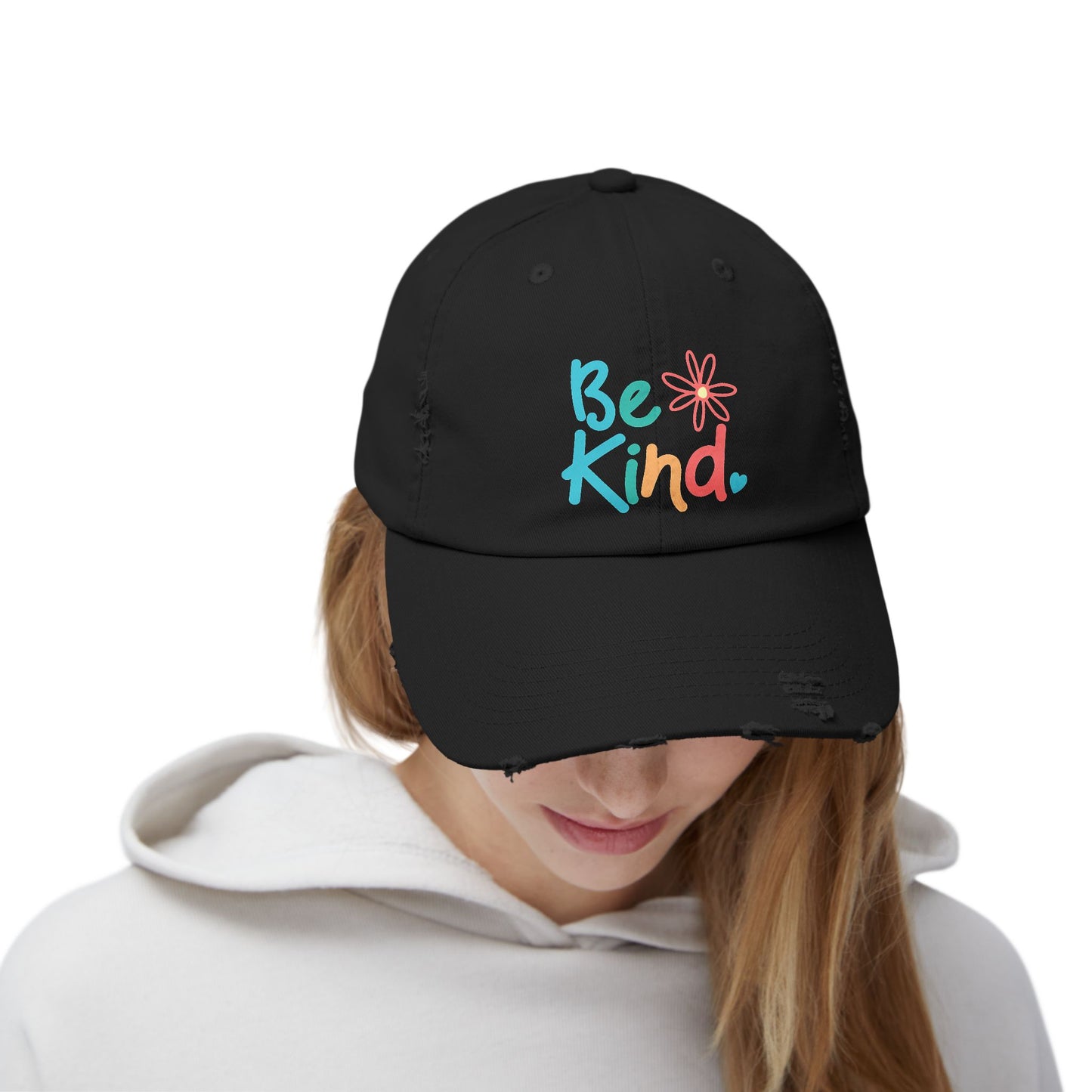 Be Kind Distressed Cap - Unisex Inspirational Hat for Everyday Wear