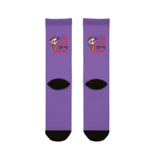 Cozy Crew Socks - Fun Holiday Design: 'It's Cold Outside Like My Heart'