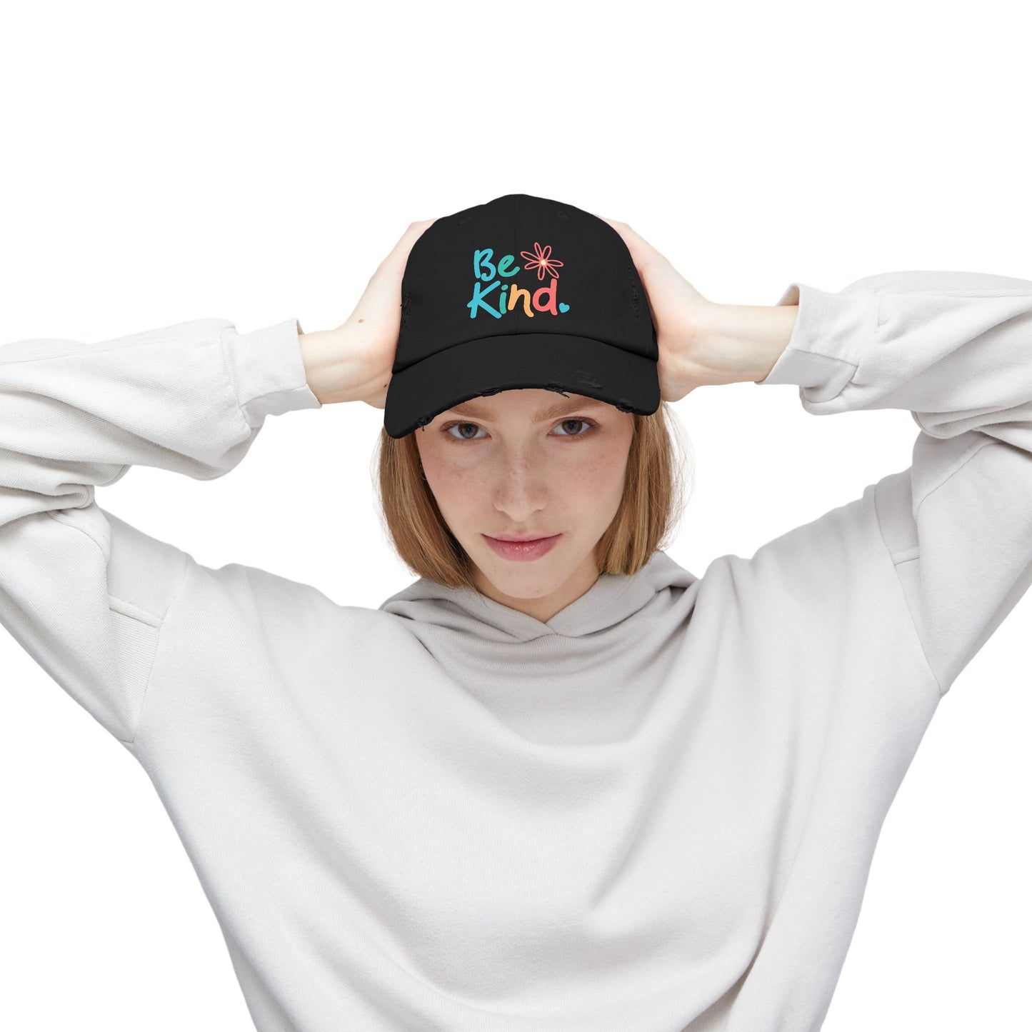 Be Kind Distressed Cap - Unisex Inspirational Hat for Everyday Wear