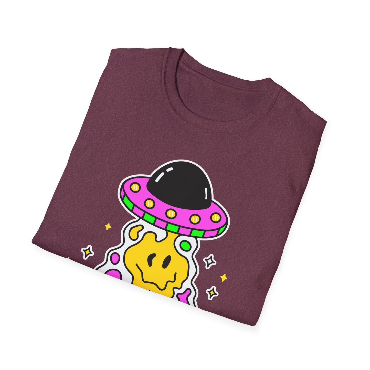 UFO Alien Smile Graphic T-Shirt | Fun Unisex Softstyle Tee for Casual Wear