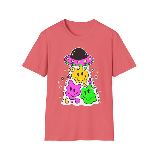UFO Alien Smile Graphic T-Shirt | Fun Unisex Softstyle Tee for Casual Wear