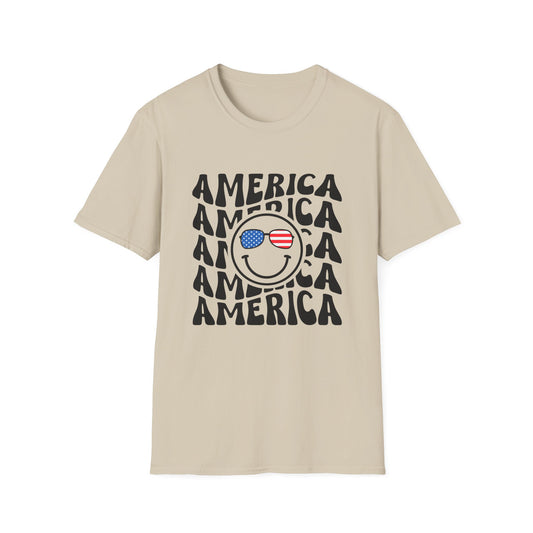 Patriotic Smile Unisex Softstyle T-Shirt - America Graphic Tee