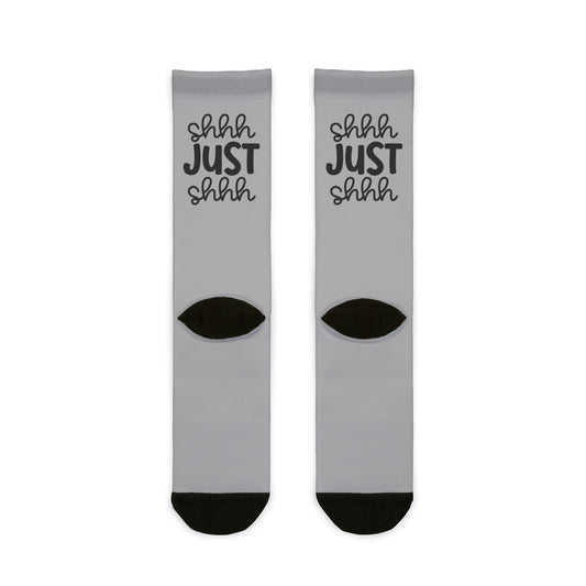 Funny Sublimation Crew Socks - "Shhh Just Shhh"