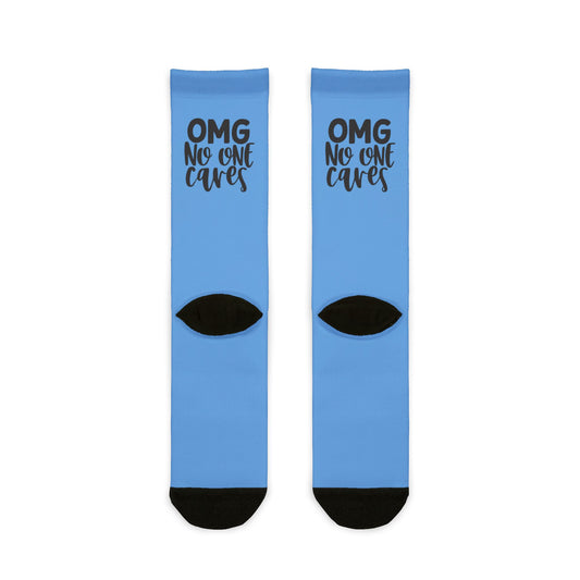 Sublimation Crew Socks - Fun Casual Socks with 'OMG No One Cares' Design
