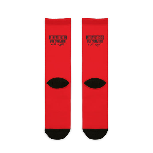 Undiagnosed Crew Socks - Comfortable & Fun Red Design