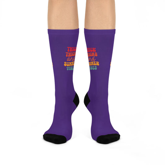 Thick Thighs and Summer Vibes Cushioned Crew Socks - Fun & Comfy Gift for Summer Celebrations