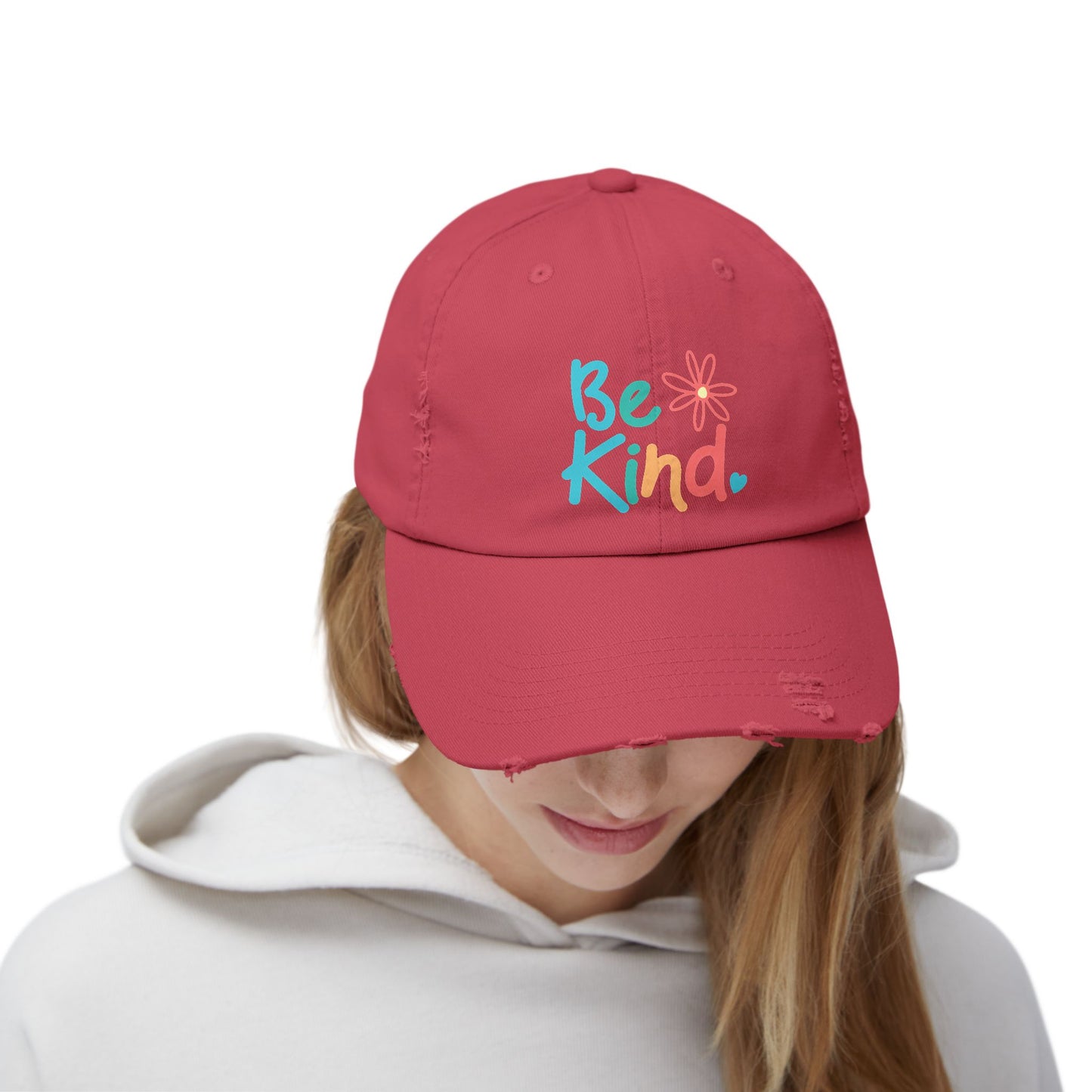Be Kind Distressed Cap - Unisex Inspirational Hat for Everyday Wear