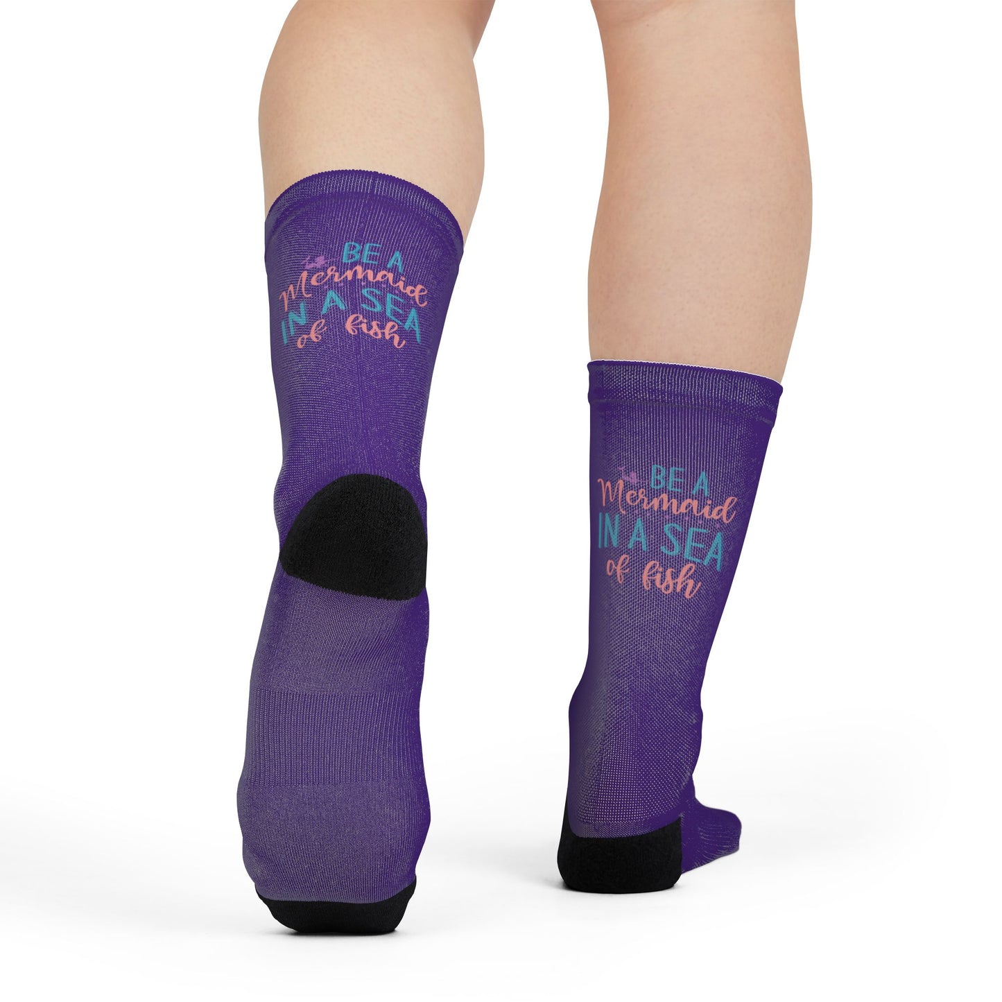 Inspirational Mermaid Crew Socks - "Be a Mermaid in a Sea of Fish"