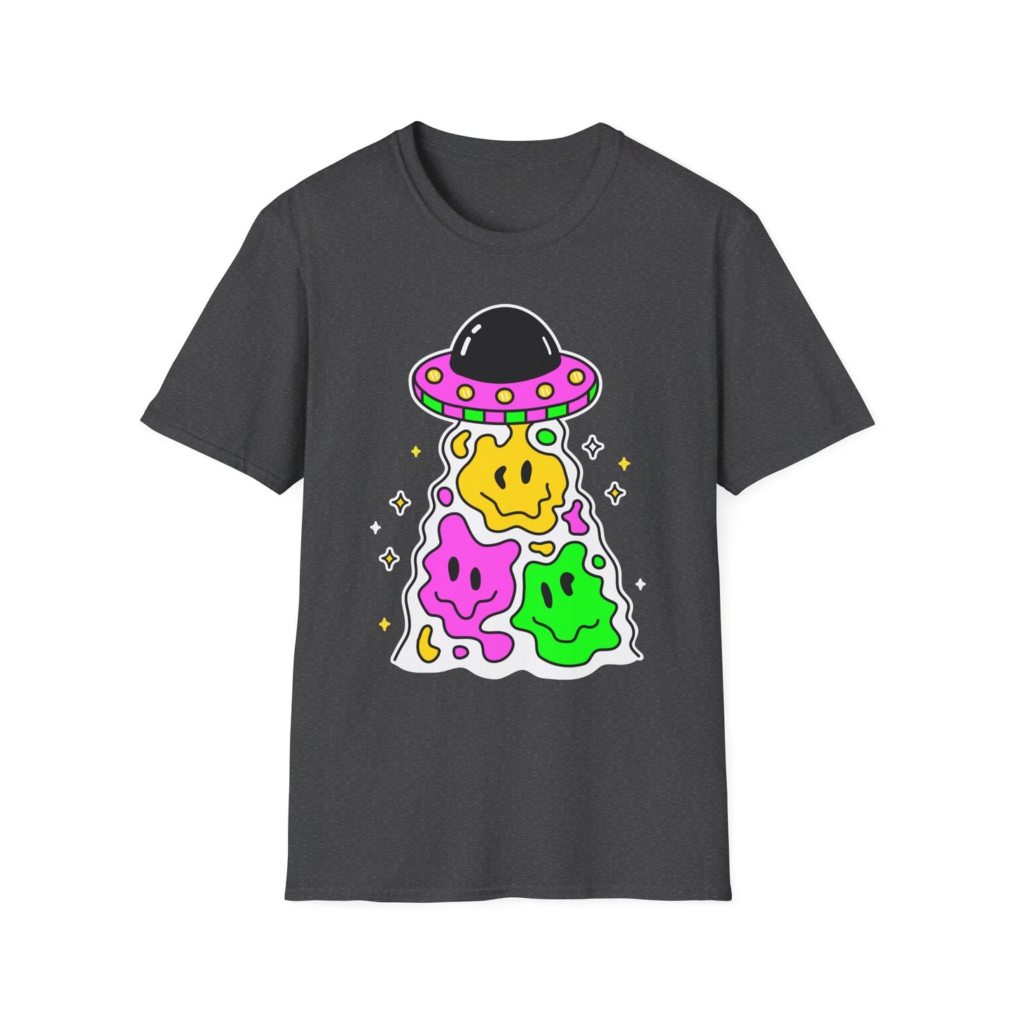 UFO Alien Smile Graphic T-Shirt | Fun Unisex Softstyle Tee for Casual Wear