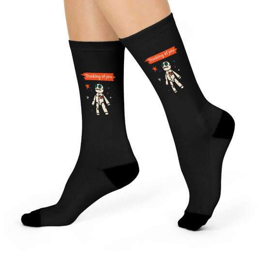 Astronaut-Themed Cushioned Crew Socks - 'Thinking of You'
