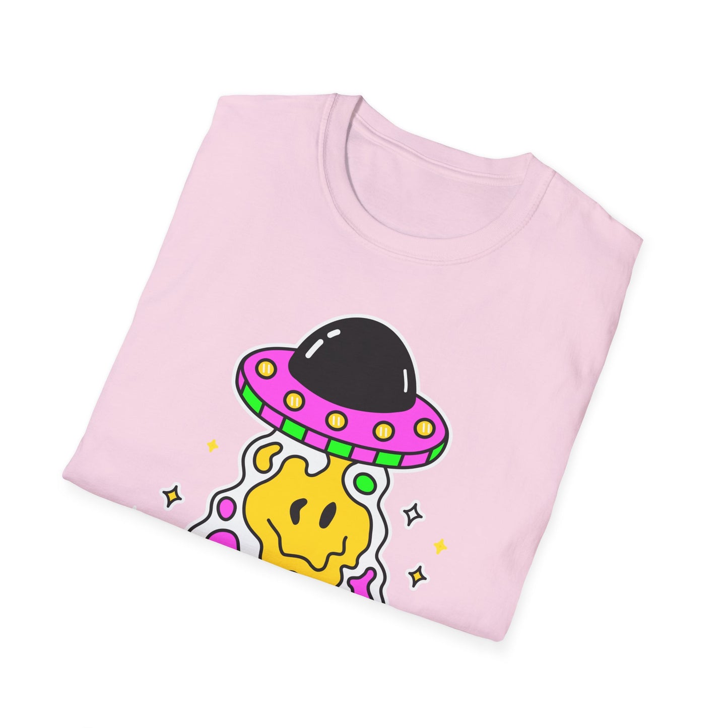 UFO Alien Smile Graphic T-Shirt | Fun Unisex Softstyle Tee for Casual Wear