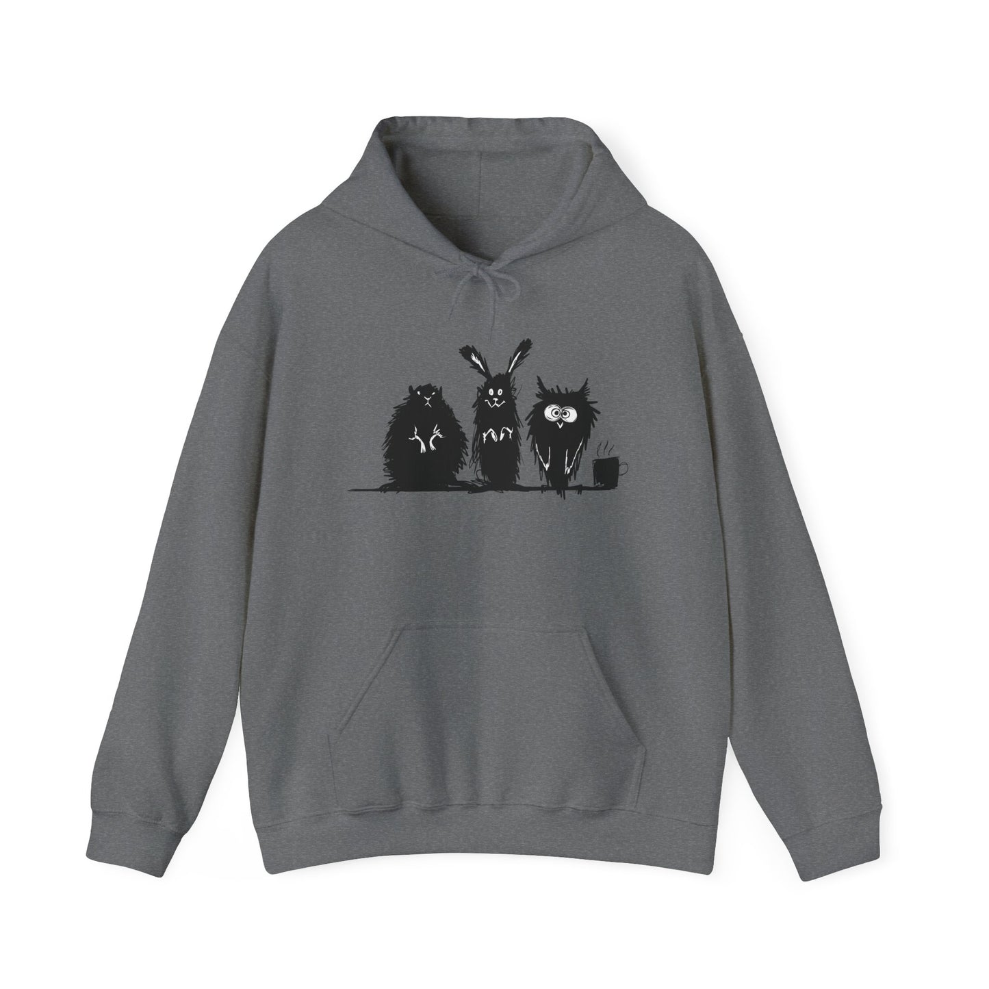 Playful Animal Friends Hoodie - Cozy Unisex Heavy Blend Sweatshirt