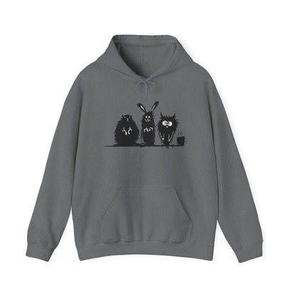 Playful Animal Friends Hoodie - Cozy Unisex Heavy Blend Sweatshirt