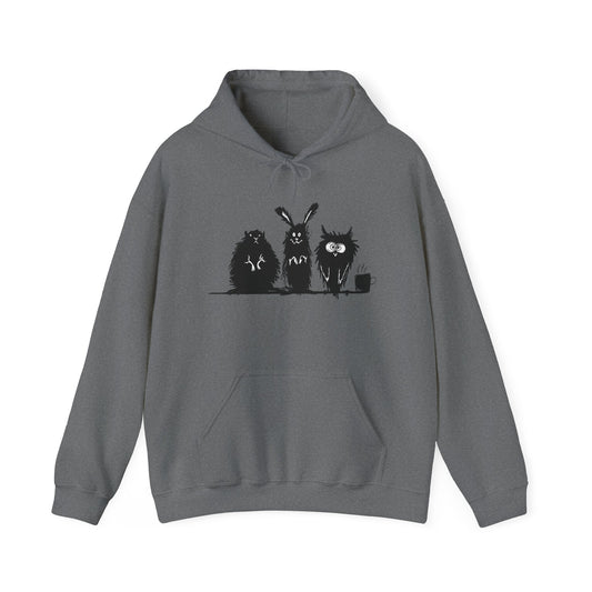 Playful Animal Friends Hoodie - Cozy Unisex Heavy Blend Sweatshirt