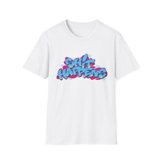 Colorful Graffiti Quote Unisex Softstyle T-Shirt - 'Shit Happens'