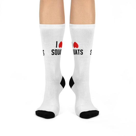 I Love Squats Cushioned Crew Socks – Perfect for Fitness Lovers & Gym Enthusiasts