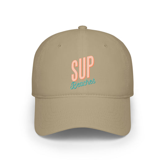 Fun SUP Beaches Low Profile Baseball Cap - Bright Red Summer Hat