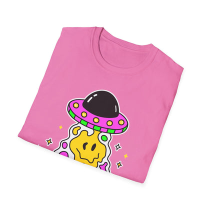 UFO Alien Smile Graphic T-Shirt | Fun Unisex Softstyle Tee for Casual Wear
