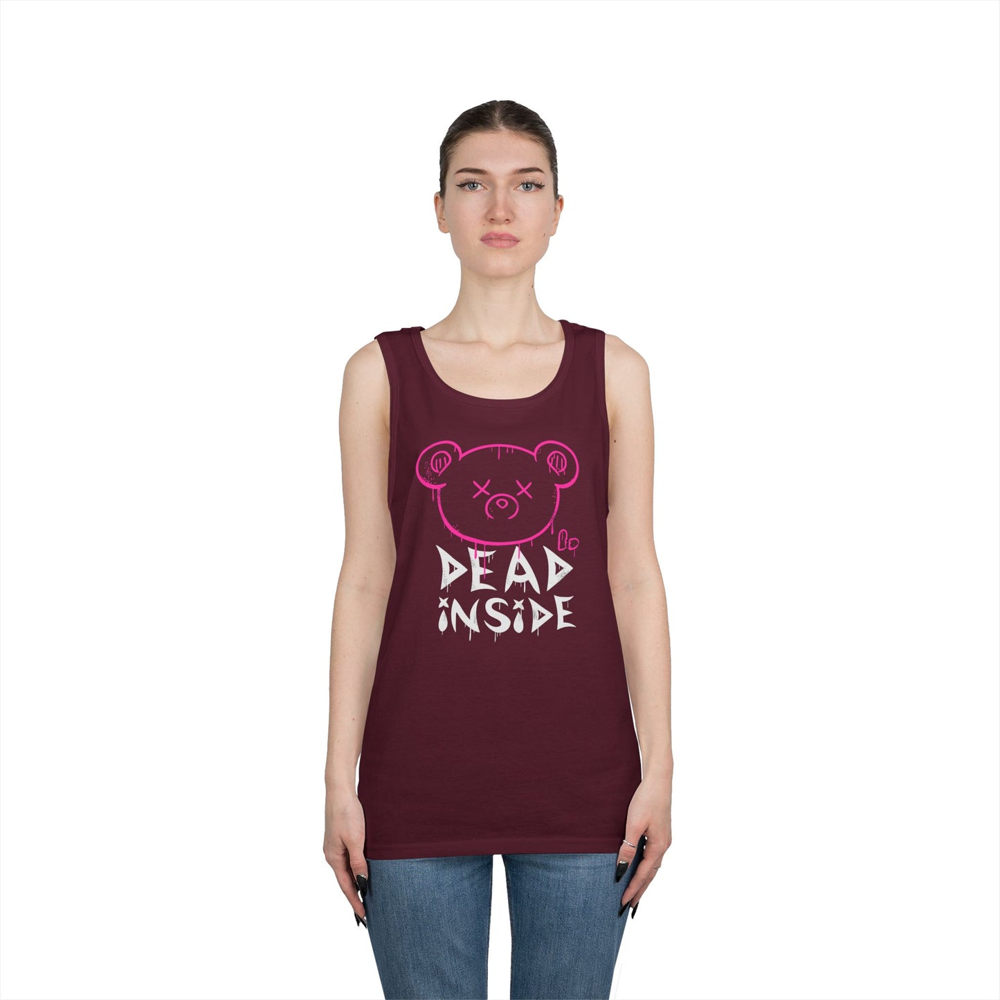 Unisex Heavy Cotton Tank Top - "Dead Inside" Graphic Tee for Casual Wear