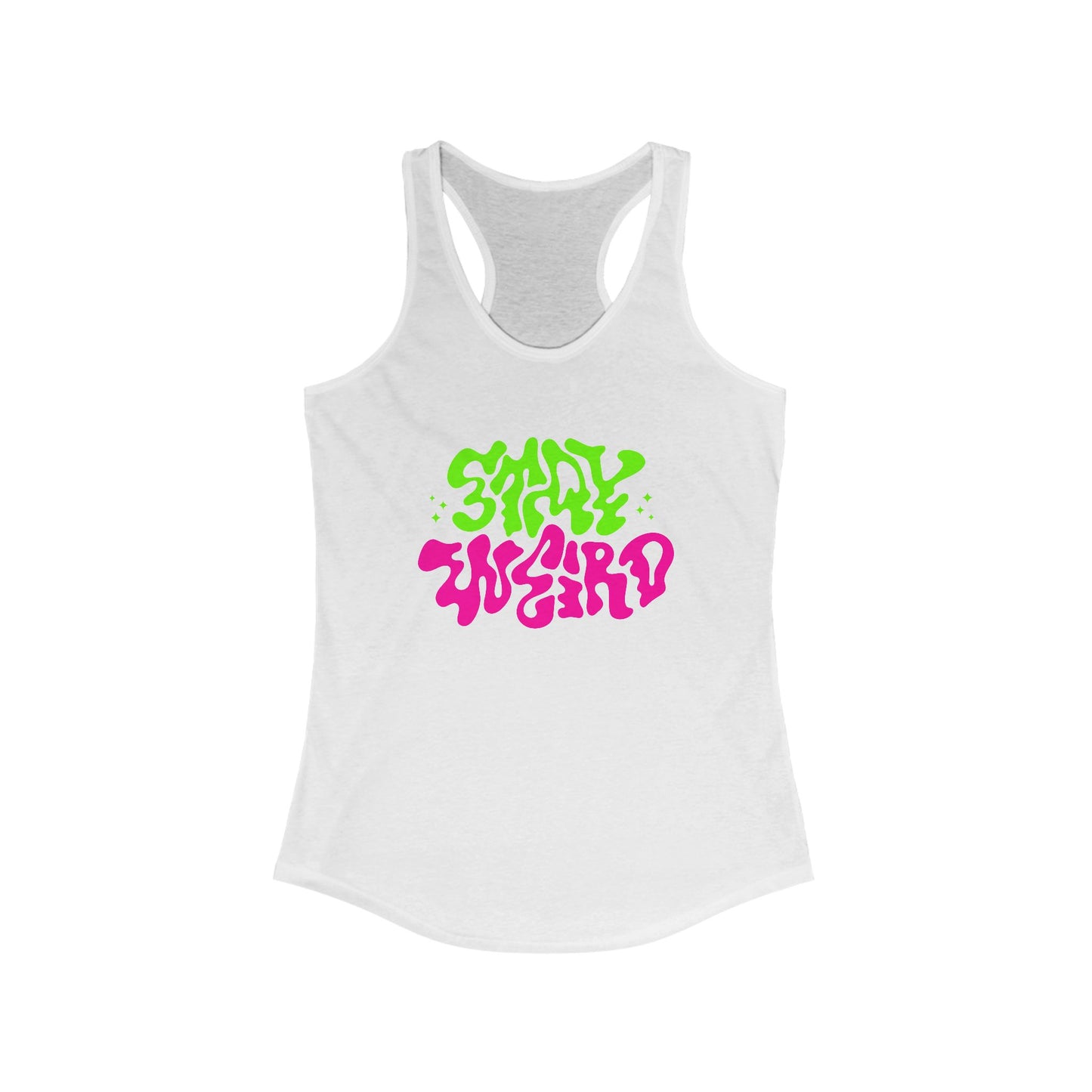 Stay Weird Racerback Tank for Women - Vibrant Graphic Tee for Casual Outings