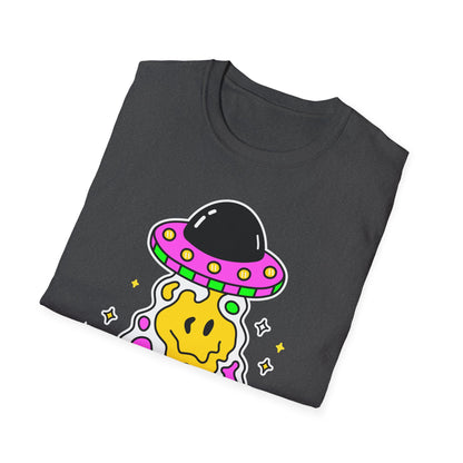 UFO Alien Smile Graphic T-Shirt | Fun Unisex Softstyle Tee for Casual Wear