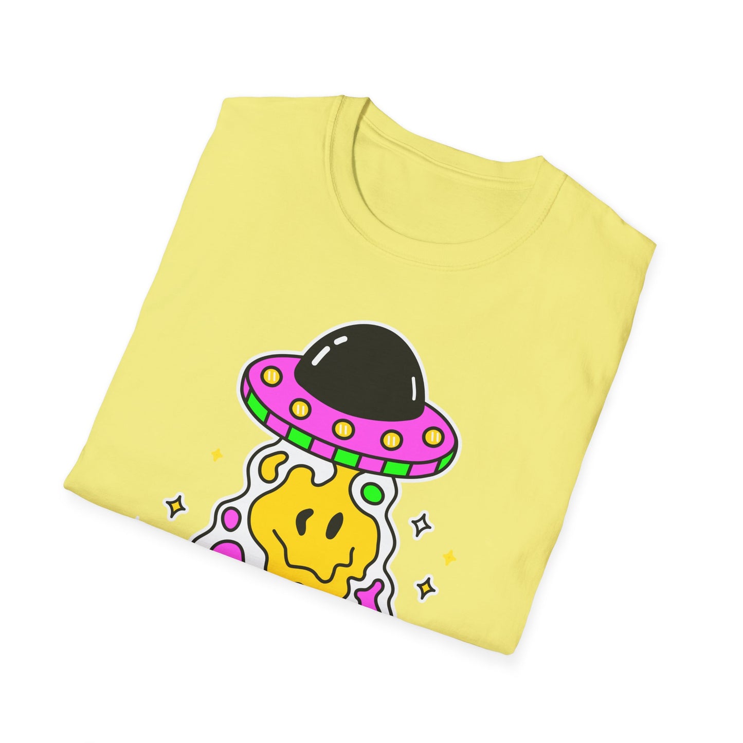UFO Alien Smile Graphic T-Shirt | Fun Unisex Softstyle Tee for Casual Wear