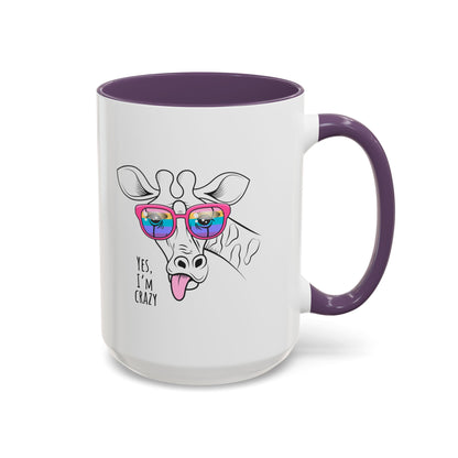 Funny Giraffe Coffee Mug - "Yes, I'm Crazy" - Perfect Gift for Animal Lovers