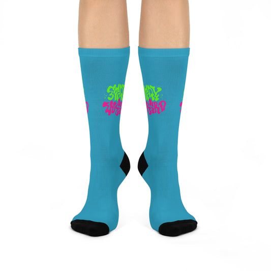 Colorful Cushioned Crew Socks - Stay Weird Design for Fun & Comfort