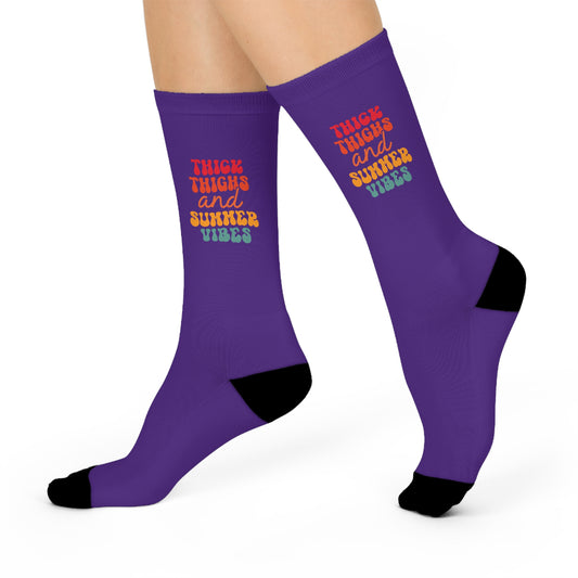 Thick Thighs and Summer Vibes Cushioned Crew Socks - Fun & Comfy Gift for Summer Celebrations