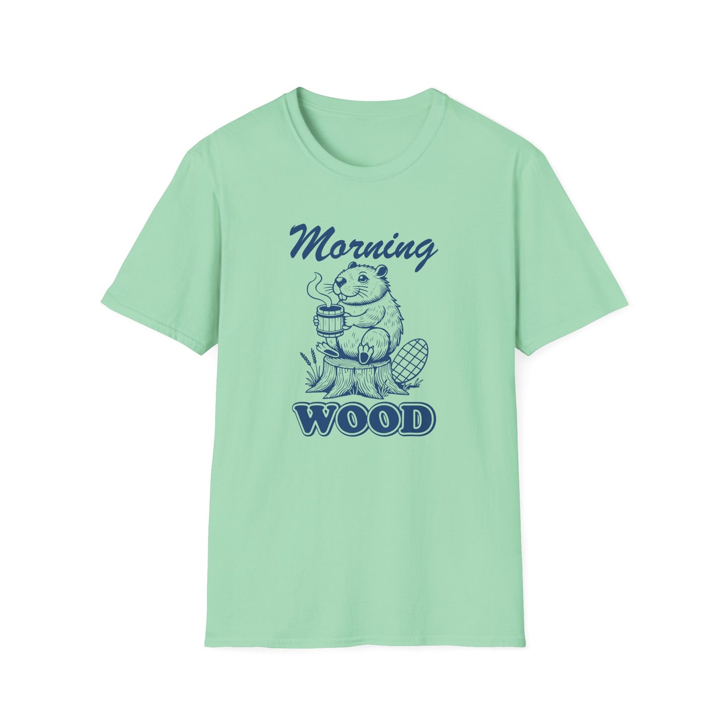 Funny Morning Wood Unisex T-Shirt - Softstyle Graphic Tee for Nature Lovers