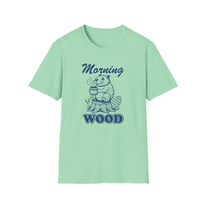 Funny Morning Wood Unisex T-Shirt - Softstyle Graphic Tee for Nature Lovers