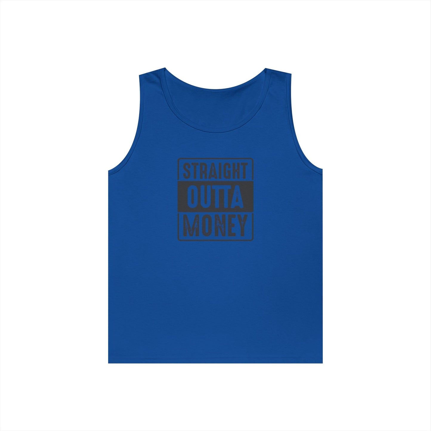 Straight Outta Money Unisex Heavy Cotton Tank Top - Funny Apparel for Budget-Friendly Vibes