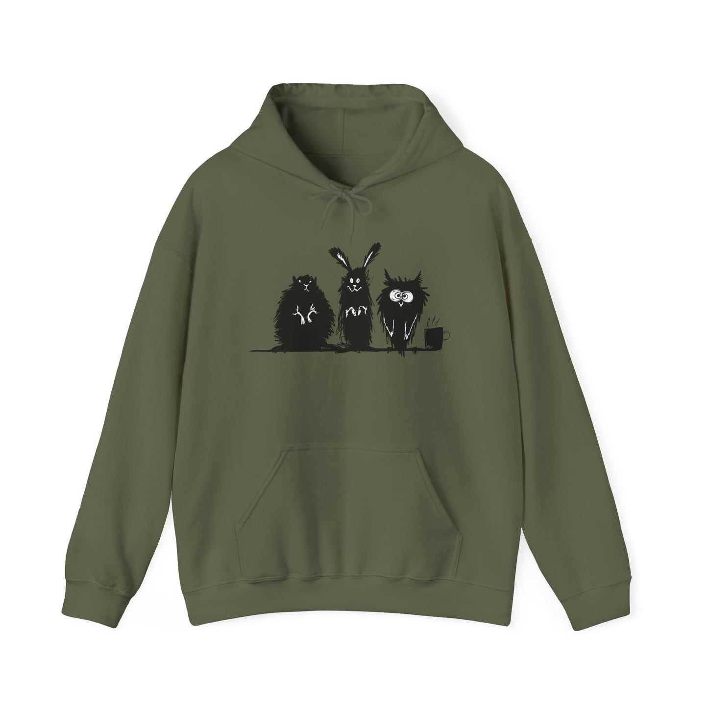 Playful Animal Friends Hoodie - Cozy Unisex Heavy Blend Sweatshirt