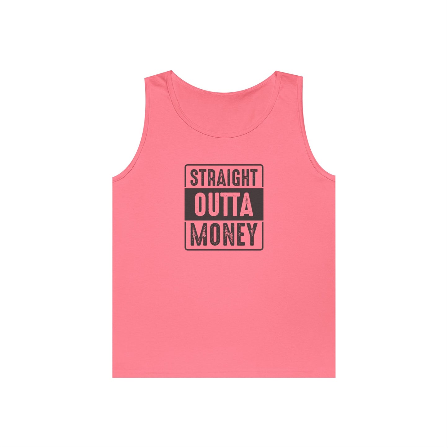 Straight Outta Money Unisex Heavy Cotton Tank Top - Funny Apparel for Budget-Friendly Vibes