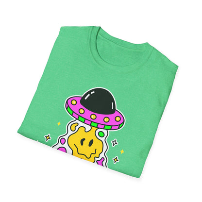 UFO Alien Smile Graphic T-Shirt | Fun Unisex Softstyle Tee for Casual Wear