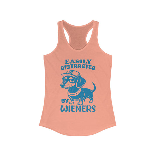 Easily Distracted by Wieners Racerback Tank for Dog Lovers