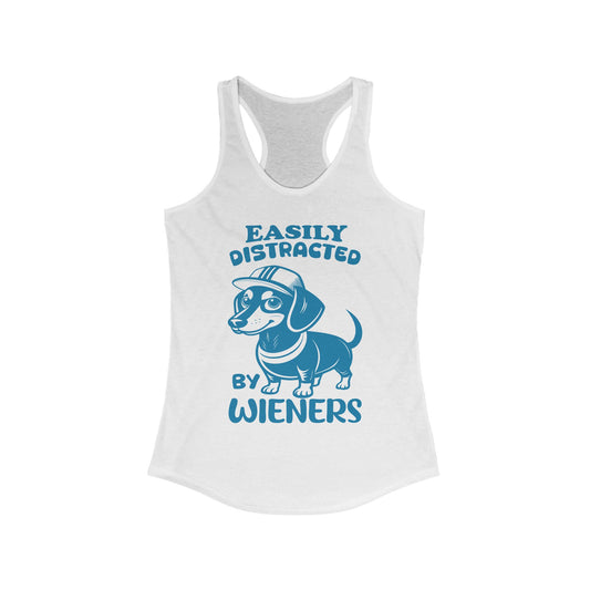 Easily Distracted by Wieners Racerback Tank for Dog Lovers