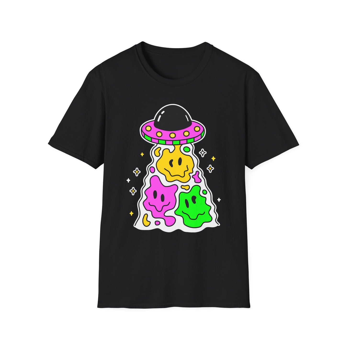 UFO Alien Smile Graphic T-Shirt | Fun Unisex Softstyle Tee for Casual Wear