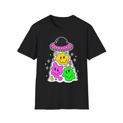 UFO Alien Smile Graphic T-Shirt | Fun Unisex Softstyle Tee for Casual Wear