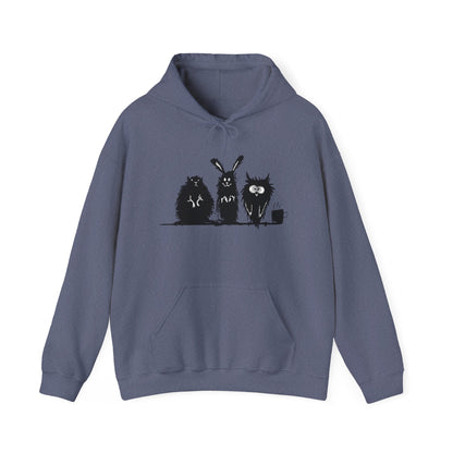 Playful Animal Friends Hoodie - Cozy Unisex Heavy Blend Sweatshirt
