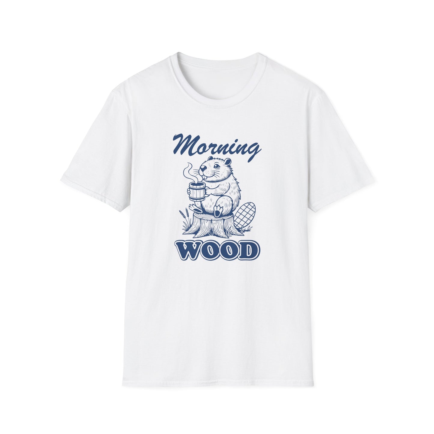 Funny Morning Wood Unisex T-Shirt - Softstyle Graphic Tee for Nature Lovers