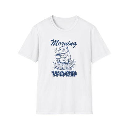 Funny Morning Wood Unisex T-Shirt - Softstyle Graphic Tee for Nature Lovers