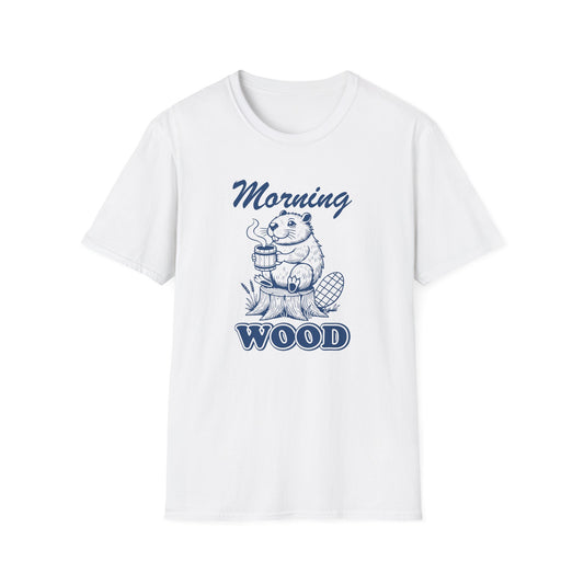 Funny Morning Wood Unisex T-Shirt - Softstyle Graphic Tee for Nature Lovers